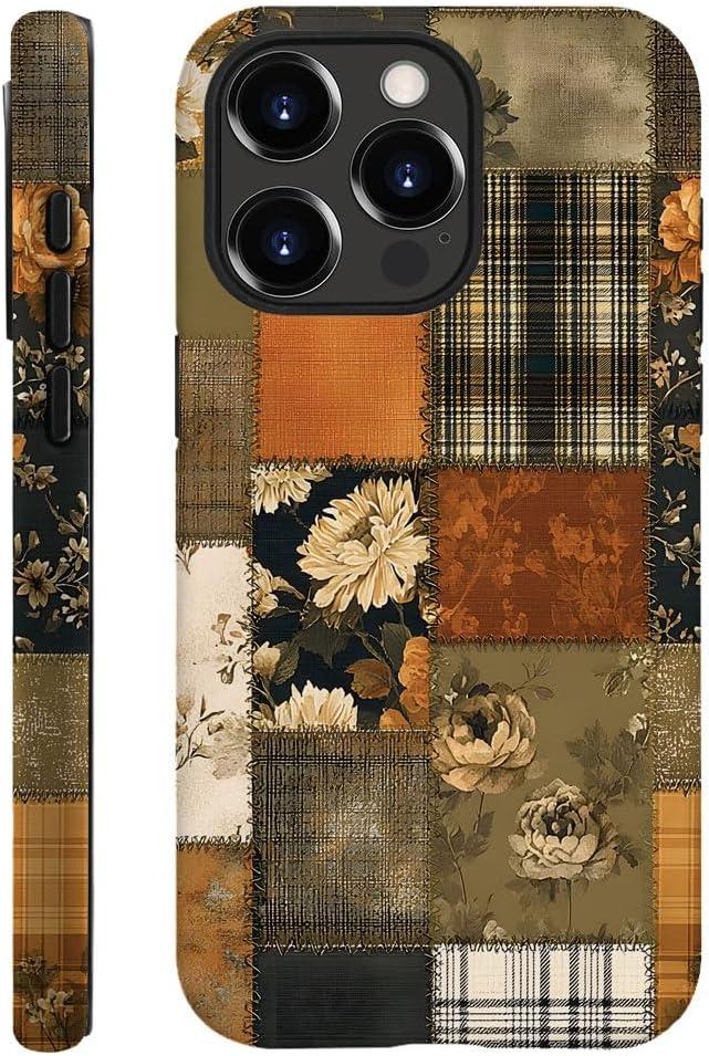 DAIZAG Case Compatible with iPhone 13 Pro Max,Durable Shock Protection Cover for Girl Women,Retro Patchwork Floral Aesthetics