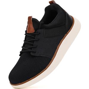 Mens Shoes Men's Fashion Dress Mesh Sneakers Men Walking Business Oxfords Lace-Up Shoes for Men Footwear (12, Black)