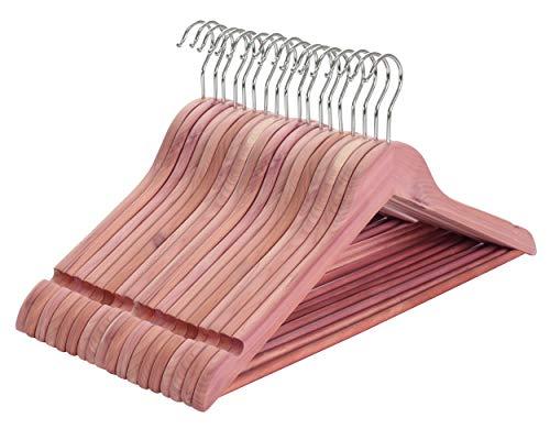 TOPIA HANGER American Red Cedar Wooden Hangers 18 Pack, Clothes Hangers for Closet, Wood Suit Hangers with Smooth Cut Notches, 360°Flexible Hook, Non-Slip Pants Bar(Natural)- CT22C