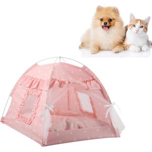 Cat Tent House, Semi Enclosed Foldable Ventilate Gauze Curtain Portable Summer Pet Tent Nest, Cat Princess Indoor Tent House Dog Tents for Pet Cat Dog (40x40x37cm 3)