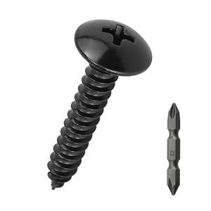 #10 x 1 Truss Head Wood Screws (50 pcs), 18-8 (304) Stainless Steel, Phillips Drive Truss Head Self Tapping Screws, Black Oxide Coated Sheet Metal Screws, Fayeploo (with Phillips Driver Bit)