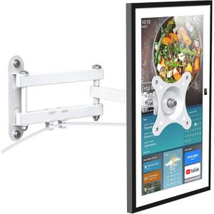 PlusAcc Wall Mount for Show 15 & 13-27 Inch Monitors TVs, Adjustable Full Motion Mounting Shelf with 17" Extension Arm, Rotation Swivel Tilt Wall Stand Bracket, Hold Up to 33lbs (White)
