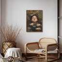 Lotus Pool Woman Framed Canvas Wall Art 16x24 inch, 16"x24" Natural