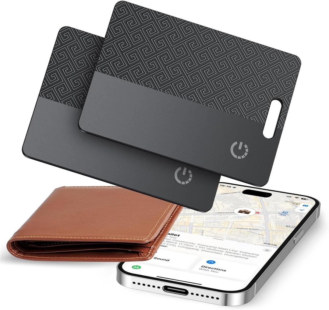 Ultra-Thin Wallet Tracker Card(iOS Only), Bluetooth Tracker Smart Card for Apple Find My iPhone Wallet GPS Tracker, Supports Wireless Charging, 10 Years Battery for Luggage, Wallets, Backpacks, Keys
