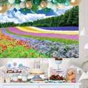 7x5ft Spring Scenery Backdrop Colorful Flowers Field Blooming Floral Forest Photography Background Nature Scenery Theme Decorations Room Decor Kids Adults Portraits Banner Photo Studio Props