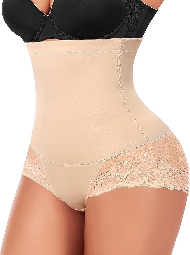 Womens Shapewear Tummy Control Underwear High Waist Shaper Panites Girdle Slimming Briefs(01# A Beige(lace),X-Large)