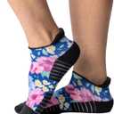 Viasox Ankle Compression Socks for Women & Men, 14 mmHg Support Improves Circulation, Extra Cushioned (Medium, Floral)