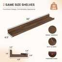 Dreamland Picture Ledge Shelf for Wall, Floating Shelves Set of 2,30 inch Long Floating Shelves with Lip for Living Room,Bedroom,Bathroom,Kitchen,Walnut
