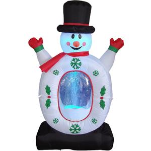 4 FT Lighted Christmas Inflatable Snowman Snowflake Snow Globe  Outdoor Indoor Holiday Decoration with Built-in LED Lights Self-Inflating Blower Weather-Resistant Blow-Up Lawn Yard Display for Dcor