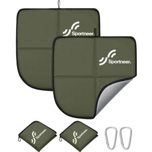 Sportneer Sitting Pad, Lightweight Waterproof Folding Seat Pad for Backpacking, 15.75'' x 15.75'' Portable Camping Seat Mat for Hiking, Picnics & Outdoor Use (2 PCS, Army Green)
