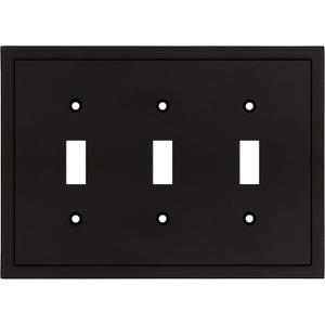 Modern Edge Decorative Wall Plate Switch Plate Outlet Cover, Durable Solid Zinc Alloy , Triple Toggle, Matte Black 