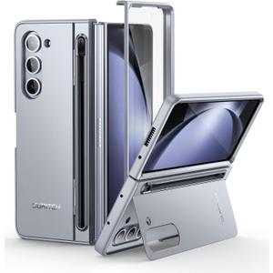 SURITCH for Samsung Galaxy Z Fold 5 Case with Kickstand and S Pen Holder [S Pen NOT Included], Phone Case for Z Fold 5 2023 -Gray Blue