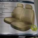 Custom Accessories 2-Piece Midnight Plush Seat Covers for Cars, Trucks, and SUVs, Vegan Leather Seat Cover for Cars, Universal-Fit Car Seat Covers, Interior Accessories - Tan