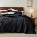 Bedsure Quilts King Size - Lightweight Bedspreads King Size with Basket Weave Pattern, Soft Quilt Bedding Set, Black Comforter Set Coverlet for All Seasons with 2 Pillow Shams (King (106" x 96"))