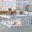 XVISHX Baby Playpen 74 x 50 Inch Play Pen Playards, Playpen for Babies and Toddlers, Baby Playard for Indoor & Outdoor Active Center Game Fence, with Skin-Friendly Fabric and Soft Breathable Mesh Grey
