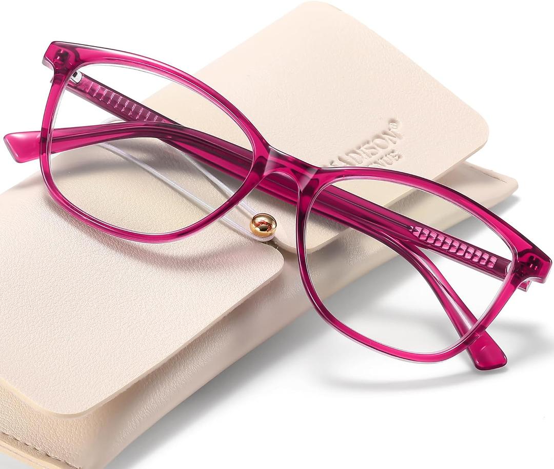 Madison Avenue Square Vintage TR90 Blue Light Blocking Reading Glasses for Women, Computer Readers Eyeglasses