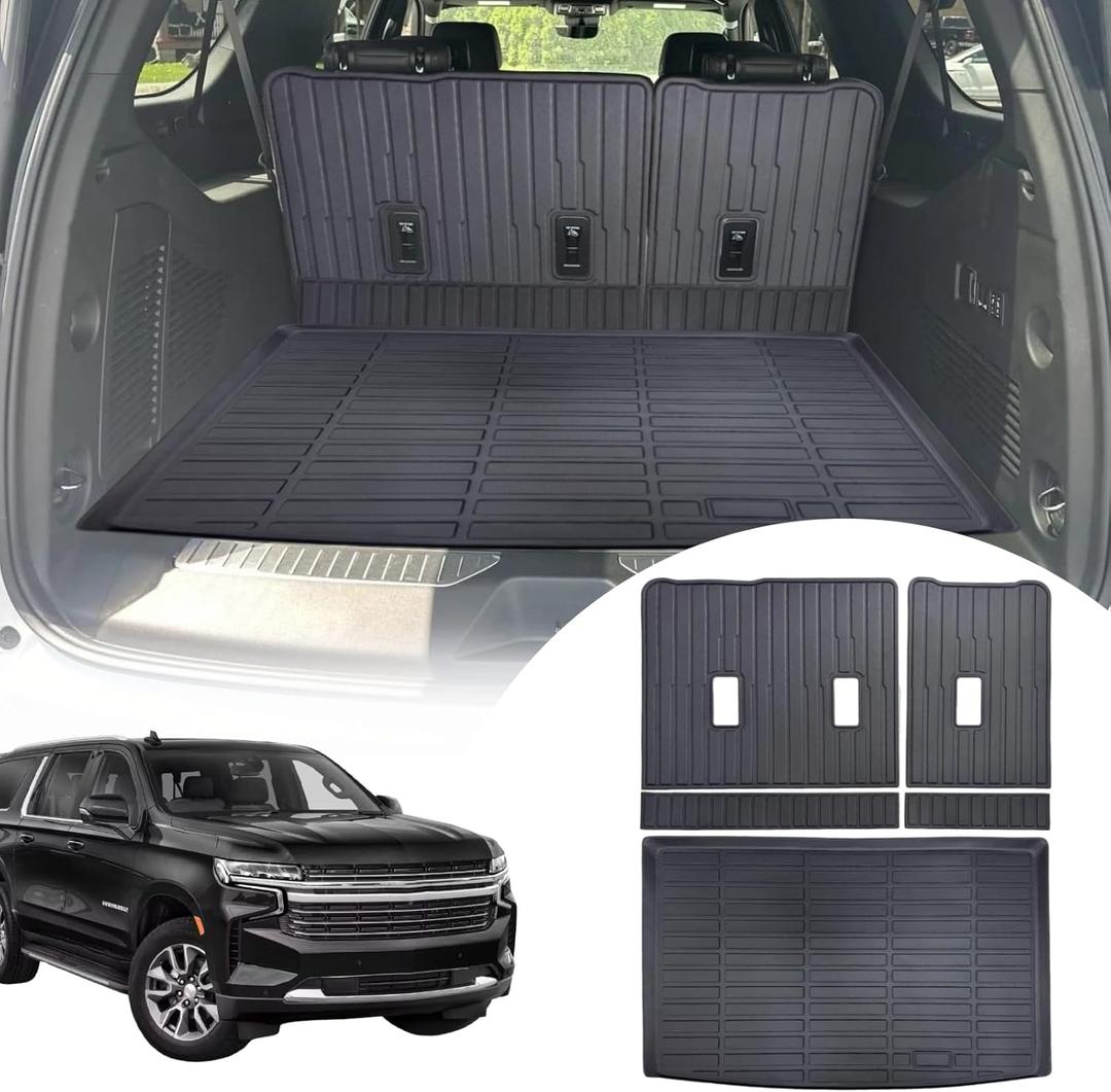 Cargo Liners Backrest Mat Compatible with Chevy Chevrolet Suburban & GMC Yukon XL Accessories 2021-2025 Rear Trunk Mat Rear Seat Back Cover Protector All Weather Anti-Slip Split Dog Liner