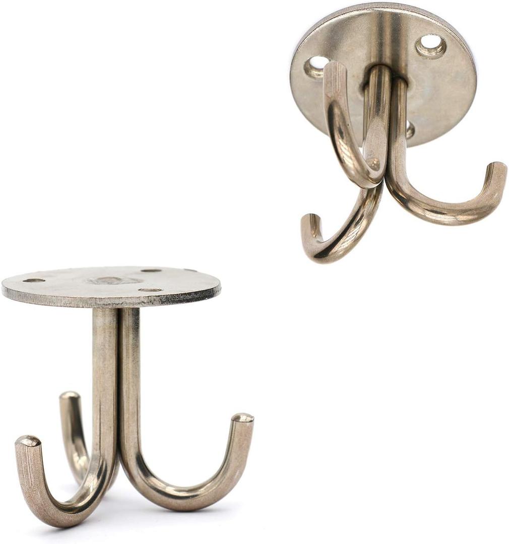 2 Pcs Stainless Steel Up Hook, Three Fork Hook, Home Decoration (Include 6 Pcs Screw)