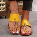 Verdusa Women's Summer Colorblock Thong Sandals Open Toe Slip on Slippers (40, Brown)