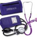 Santamedical Adult Deluxe Aneroid Sphygmomanometer with Stethoscope - Blood Pressure Cuff Durable and Carrying Case - Manual Blood Pressure Cuff Purple