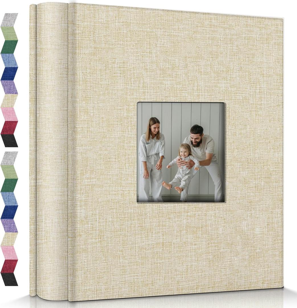 popotop Photo Album 4x6-600 Photos Photo Books with 600 Horizontal and Vertical Pockets,Linen Cover Albums for Family Wedding Anniversary Baby Vacation Pictures (Beige)