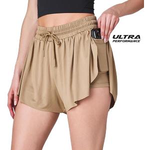Womens Athletic Running Shorts 2 Pack Women's Butterfly Flowy Short's 2 in 1 Gym Workout Summer Short for Women Small