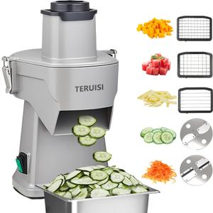 4-In-1 Electric Vegetable Chopper, 200W Vegetable Slicer Food Processor, Veggie Food Cutter With Slicing Shredding Dicing And Striping Function For Commercial Home Use,110V