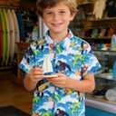 RAISEVERN 3-10T Boys Button Down Hawaiian Shirts Short Sleeve Cool Dress Shirt Tops (5-6 Years, Bigfoot 05)