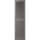 14 1/2"W x 59"H Lifetime Vinyl, TailorMade Cathedral Top Center Mullion, Open Louver Shutters, w/Shutter-Loks (Per Pair), Tuxedo Grey