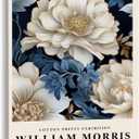 TrhjumpQx William Morris Wall Art William Morris Poster Blue floral art William Morris Prints Exhibition Print Posters Vintage Wall Art Poster for Living Room Bedroom 16x24inch Framed (16L" x 24W")