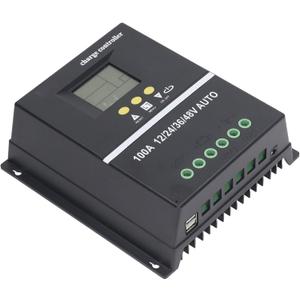 MPPT Solar Controller 100A, 12V 24V 36V 48V, LCD Display with USB Charging Ports, for Off-Grid Power System