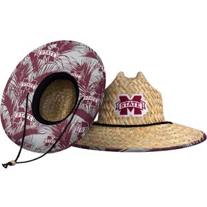 FOCO NCAA Mens NCAA College Team Logo Floral Lifeguard Beach Straw Sun Hat (One Size)