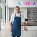 Kitchen Apron, Work Apron, Canvas, Multiple Pockets, Gardening, Painting, BBQ, Artist, Carpenter, Sizes M to XXL, Blue (Pink, XXXL)