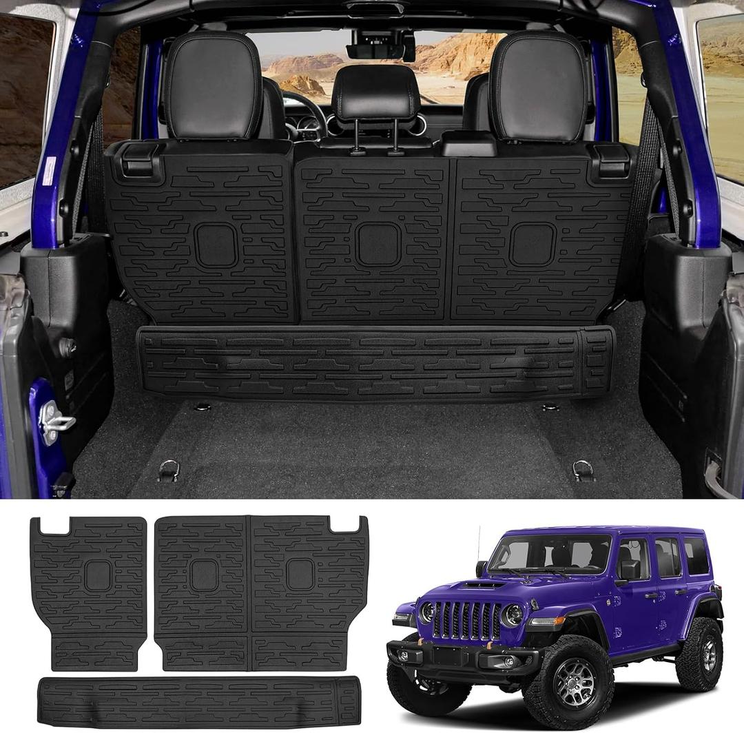Seat Back Cover Compatible with 2021-2025 Jeep Wrangler JL 4 Door 4XE, All-Weather Protection Cargo Liner Rear Trunk Liner for 2024 Jeep Wrangler JL Accessories