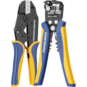 Haisstronica Wire Stripper and Crimping Tool,AWG 24-10 Automatic Stripper Tool with AWG 22-10 Ratchet Wire Crimper For Heat Shrink Connectors