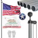 NELXINJO Heavy Duty 25FT Flag Pole -12 Gauge Extra Thick Aluminum Flagpole kit for Outside House,100MPH Wind Tested