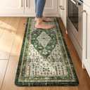 Collive Anti Fatigue Mats for Kitchen Floor, Comfort Non Slip Kitchen Floor Mats Cushioned Standing Desk Mat for Office, Laundry, Sink, 17x47 Green Waterproof Kitchen Rugs