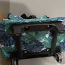Foldable Rolling Shopping Bag, Portable Collapsible Grocery Cart with Wheels,Portable Foldable Shopping Trolley Pull Handle, Ideal Gift for Women & Seniors (Blue Floral, L)