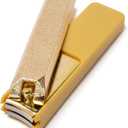 Samurai-Inspired Japanese Nail Clippers, Precision Curved Carbon Steel Blade, Made in Seki Japan, Built-in Nail File & Anti-Splash Cover, Premium Grooming Tool (Gold)