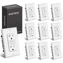 ELECTECK 10 Pack GFCI Outlet 20 Amp, Outdoor Weather Resistant (WR), Ultra Slim GFI Receptacles with LED Indicator, Ground Fault Circuit Interrupter, Wallplate Included, ETL Listed, White