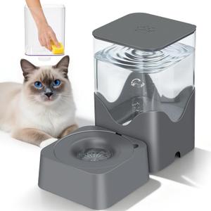 Gravity Cat Water Dispener, 2.8L Automatic Water Dispenser with Removable Filter Bowl, No Spill Pet Slow Water Bowl for Cats & Small Dogs, Innovative Lift-Off Lid Design for Easy Hand Cleaning