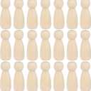 JAPCHET 50 Pack 3-1/2 Inch Wood Peg Dolls, Unfinished Wooden Jumbo Peg People Wood Doll Bodies Figures for Painting, DIY Art Craft Projects, Home Decor