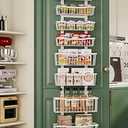 Eastherry Over The Door Organizer8-Tier Over The Door Pantry Organizer with Adjustable BasketsMetal Hanging Pantry Organizers and Storage for Kitchen, Back of Door Seasoning Rack (White)
