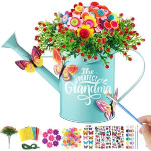 Juexica Grandma Gifts for Mothers Day, DIY Garden Gift for Gigi Nana Mom from Grandchildren Daughter Son, Metal Watering Can for Plant Lover Home Garden Decor