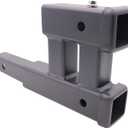Heavy Duty 2 Inch Dual Hitch Receivers Trailer Hitch Extension with 6" Rise-Drop Adapter Frosted Power Coated