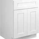 Design House Brookings Kitchen Cabinet, Solid Wood, Shaker Style, 2 Soft-Close Doors, 1 Interior Adjustable Shelf, 1 Drawer, Sherwin Williams White, 24.0 in. L x 24.0 in. W x 34.5 in. H, 561365