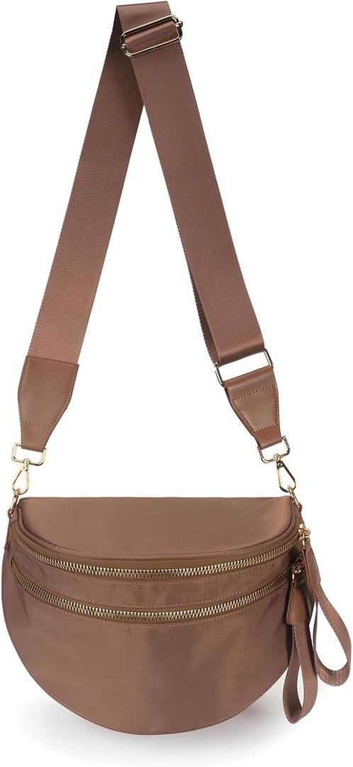 Pure Colour Crossbody Bag Bum Bag for Women,Spacious Purse Fanny Packs Belt Bag,Oversized Bum Bag (Colour Bum Bag-Coffee), 11.0 Inches X 8.6 Inches X 4.5 Inches