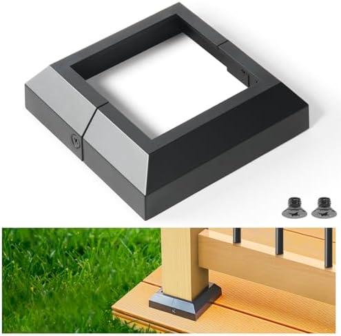 8Pack 3.5"x 3.5" Aluminum Deck Post Base Cover, Split Post Cover Skirts for Deck Railings丨Stairs丨Porches Black