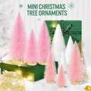 9Pcs Mini Christmas Trees Christmas Decor Artificial Christmas Decorations with 4 Sizes, Christmas Tree Bottle Brush Trees Christmas Table Decorations (Pink Light Pink White)