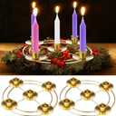 2 Pcs Christmas Advent Candle Wreath Ring Metal Candle Holder for Pillar Advent Rustic Candlesticks Holders for Xmas Table Centerpiece Decor Home (Thin,Round)
